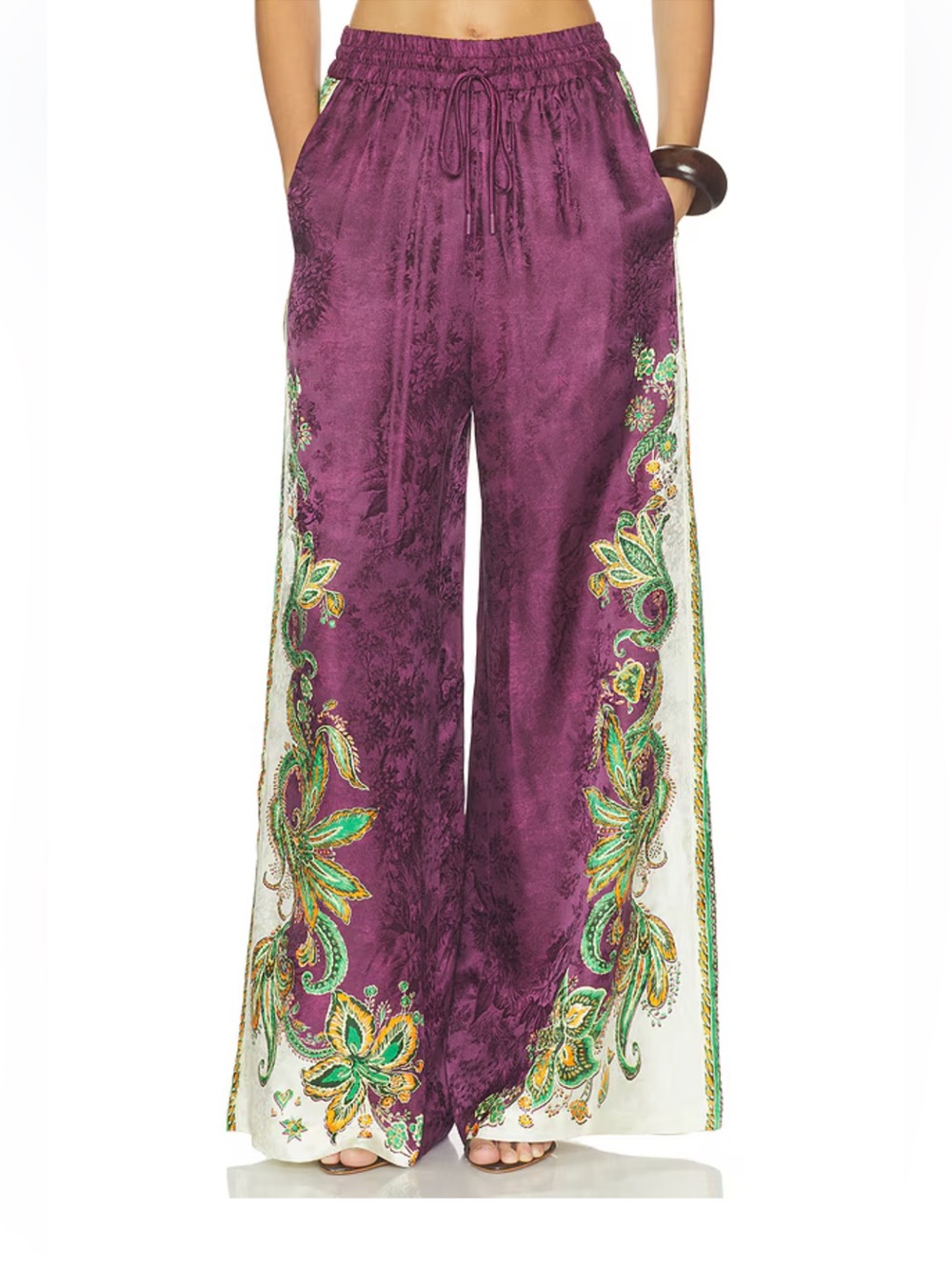 Alemais Ruthie Wide-Leg Pants Boho Wide-Leg Floral Print Pants, US2 4 6 8